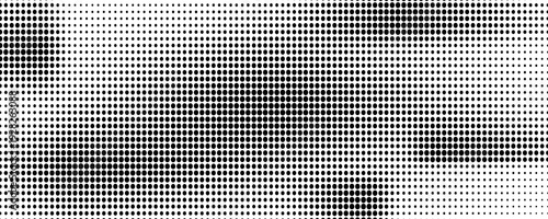 Set of halftone dots gradient pattern texture isolated on white background. Straight dotted spots using halftone circle dot raster texture. Vector blot half tone collection.