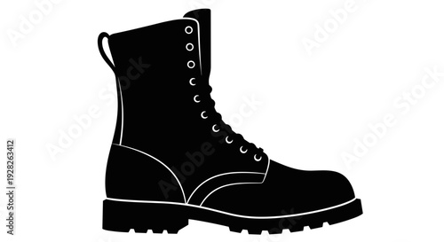 Black Work Boot with Laces.