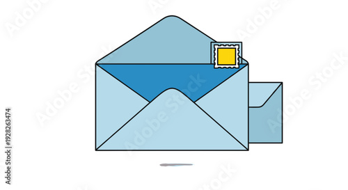 Blue Envelope with Letter Inside.