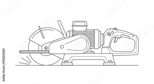 Circular Saw Machine Line Drawing.