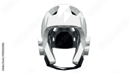white hockey helmet front view low poly geometric style sports equipment illustration