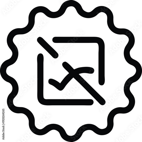 Rejected Mark Icon Within a Decorative Wavy Border Denoting Invalid Selection or Unsuccessful Verification