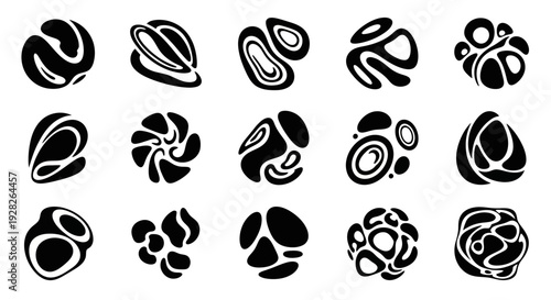 Abstract organic shapes, black blobs set. Vector design