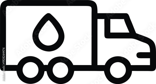 Reliable water delivery truck showcasing a prominent droplet symbol for hydration services