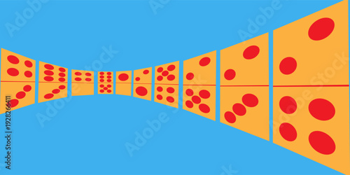 Domino tiles on blue background red oranya eps 10.