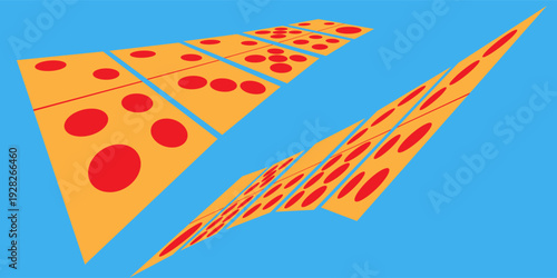 Domino tiles on blue background red oranya eps 10.