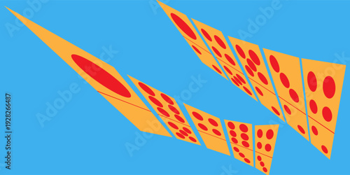 Domino tiles on blue background red oranya eps 10.