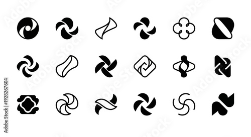 Abstract swirl shapes collection. Vector design elements.