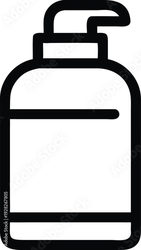 Simple outline icon of a pump dispenser bottle for liquid soap or lotion
