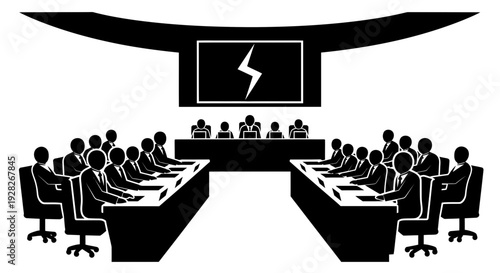 Corporate Boardroom Meeting with Directors and Executives.