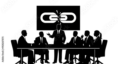 Business meeting with a presentation on cyber threat and data breach.