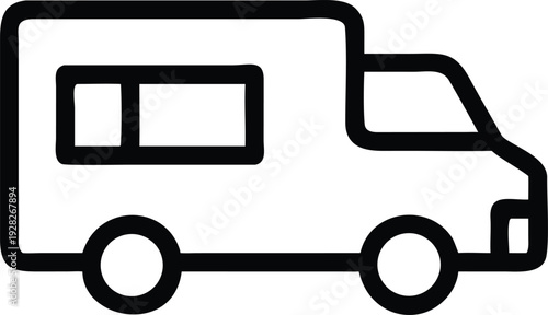 Simple outline icon of a reliable delivery van for efficient logistics and transportation services