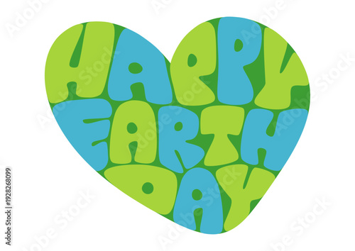 アースデーのレトロなハートタイポグラフィ