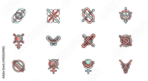 Gender Identity Symbols Banned Icons Set