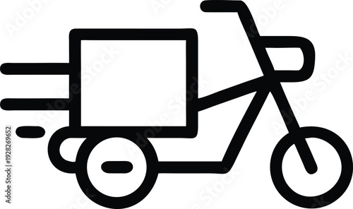 Speedy scooter or moped delivering a package with a rapid courier service