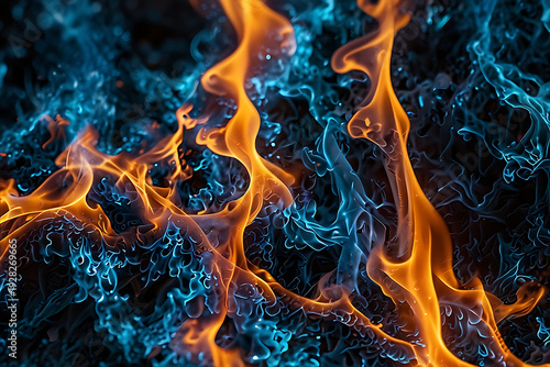 Blue fire texture close-up