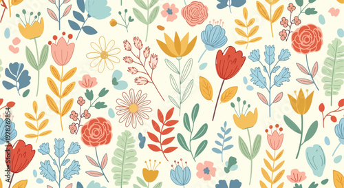 Decorative watercolor floral vector background inspired by nature