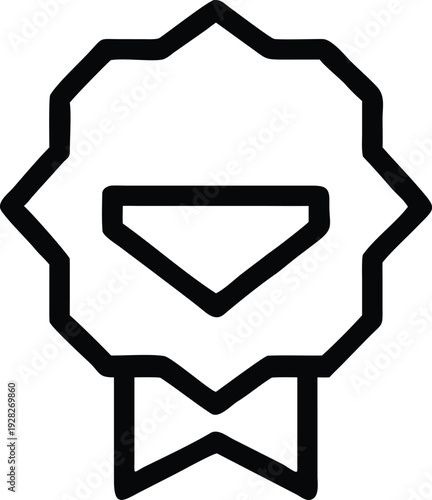 Star Shaped Award Ribbon Icon Displaying Downward Triangle Indicating Business Decline or Warning