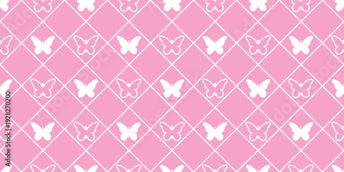 Seamless butterfly pattern. A repetitive cute background with hand-drawn butterflies. The repetitive design of modern colors for prints. pink design for a girl. A simple pattern of print, paper