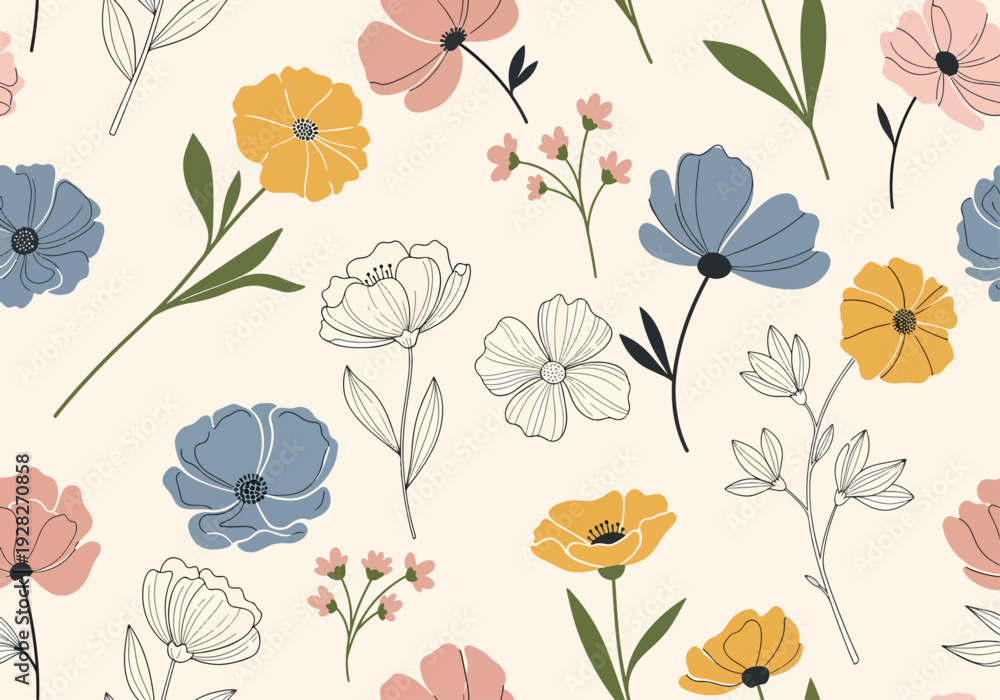 Obraz premium Romantic floral watercolor vector design inspired by spring gardens