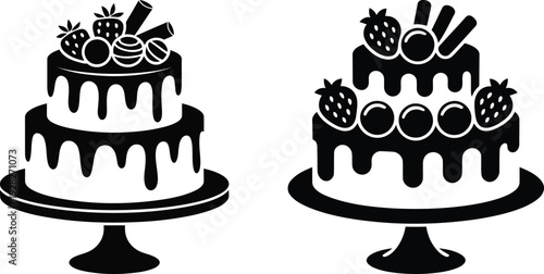 Birthday Cake Silhouette Symbol, Minimalist Celebration & Party Design, Perfect for Invitations, Greeting Cards, Social Media, Print