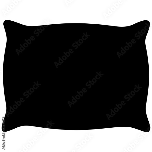 Black Pillow Silhouette Icon Vector, Comfortable Bedding Element for Sleep