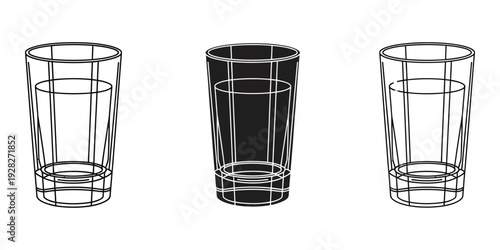 Wireframe 3d glasses in different states on white background for design and mockup purposes