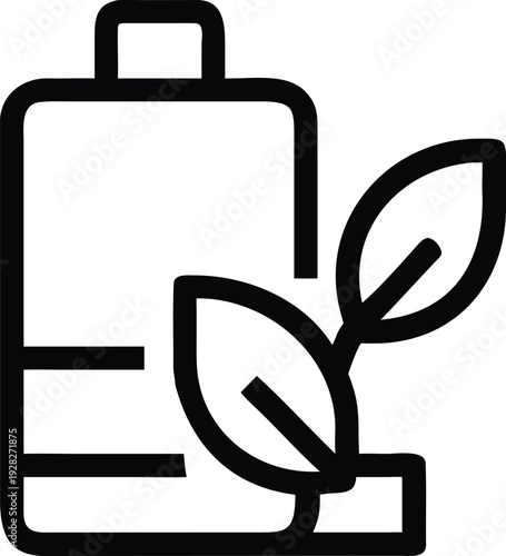 Sustainable liquid product container with fresh green leaves representing organic ingredients