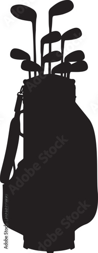 Golf Clubs in Bag Silhouette Illustration.