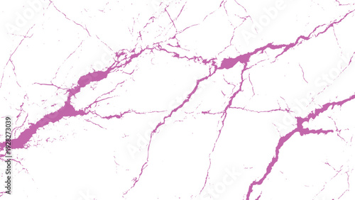 Pink marble texture with cracked surface and veins isolated on transparent background