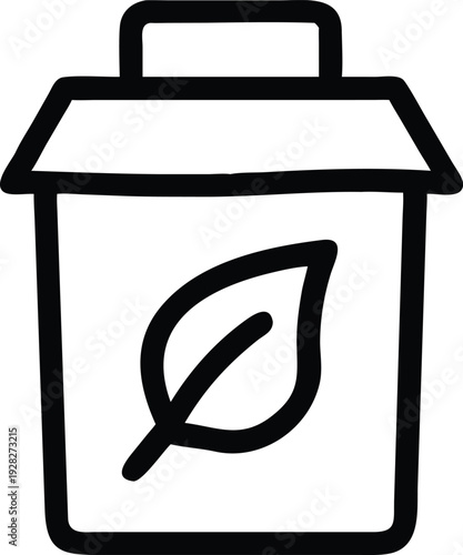 Sustainable waste bin displaying a leaf icon for organic material recycling and composting