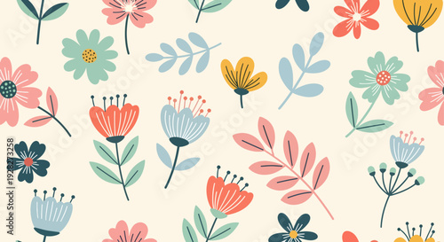 Artistic spring flowers vector design with hand-painted watercolor details