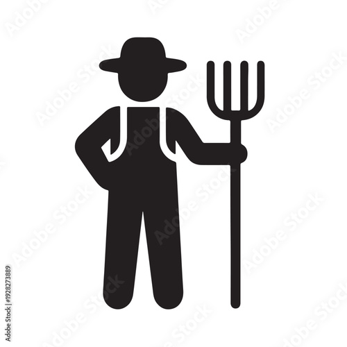 A black silhouette vector illustration of a professional businessman wearing a suit and hat while standing with a briefcase, designed as a simple character icon for office and job concepts