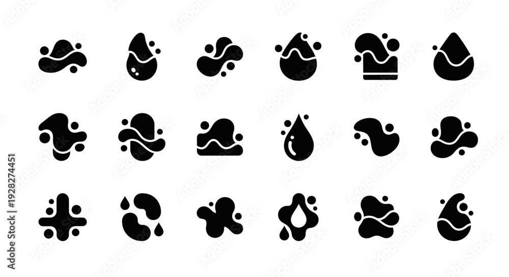 Fototapeta premium Water Drop Icon Set, Liquid Shapes
