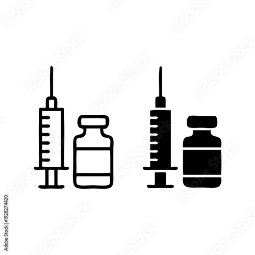 Medical equipment including syringes and vials for injections and vaccinations