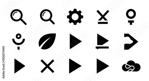 Vector icons set. Minimalist glyph symbols collection