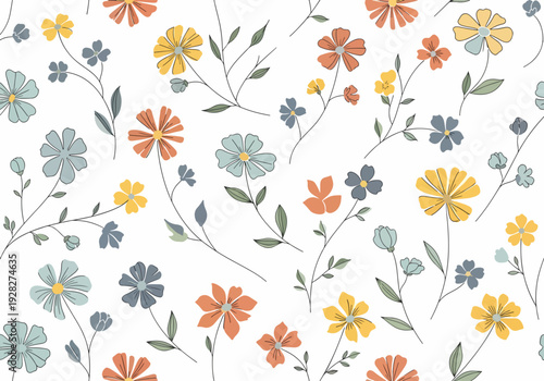 Decorative hand-painted flower vector pattern with artistic watercolor charm