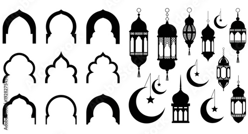 set of cutlery silhouettes ramadan element