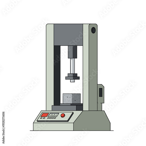 A concrete cube is being compressed in a testing machine to measure its strength.