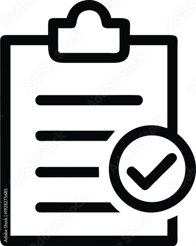 Verified checklist document icon representing successful task completion and confirmed approval status