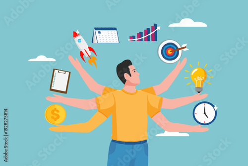 Busy Person Managing Tasks