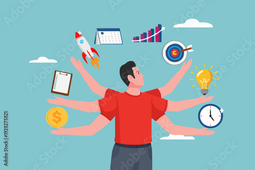 Busy Person With Many Tasks