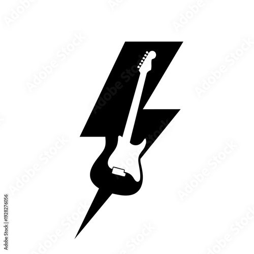 Electric guitar and lightning bolt graphic