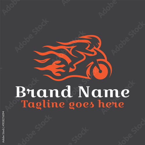 Bike Rider Fire Logo. Vector EPS file. CMYK color mode. Editable color. Easy to download.