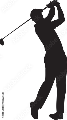 Man Playing Golf Silhouette Illustration.