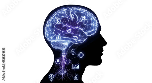 Brain with glowing neural network