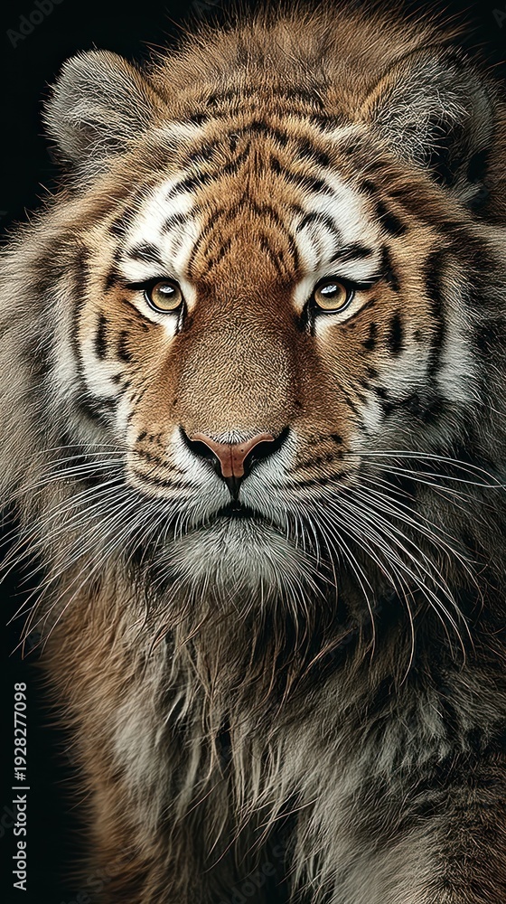 Obraz premium A fierce tiger gazes boldly, showcasing its stunning stripes