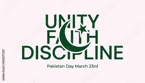 Pakistan day celebration with unity faith discipline slogan