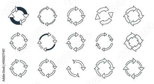 Recycle arrow icons set. Circular arrows collection.