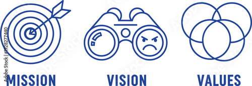 Mission vision and values conceptual illustration